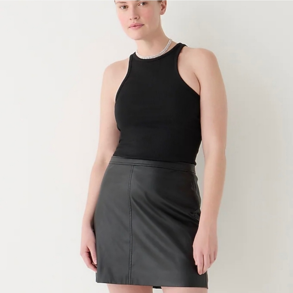 NWT J.Crew Faux-Leather mini skirt black size 6